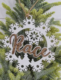 Walnut & White Snowflake Ornament