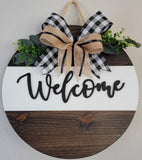 Welcome - Wooden Door Round