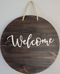 Welcome - Wooden Door Round