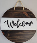 Welcome - Wooden Door Round